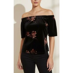 BKE Boutique Buckle Velvet Off The Shoulder Floral Top Size XL